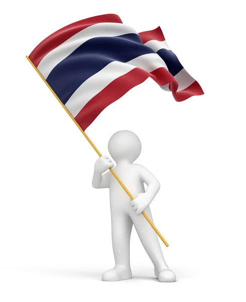 Man and Thai flag — Stock Photo, Image