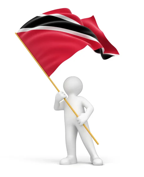 Bandeira de Trinidad e Tobago e homem — Fotografia de Stock