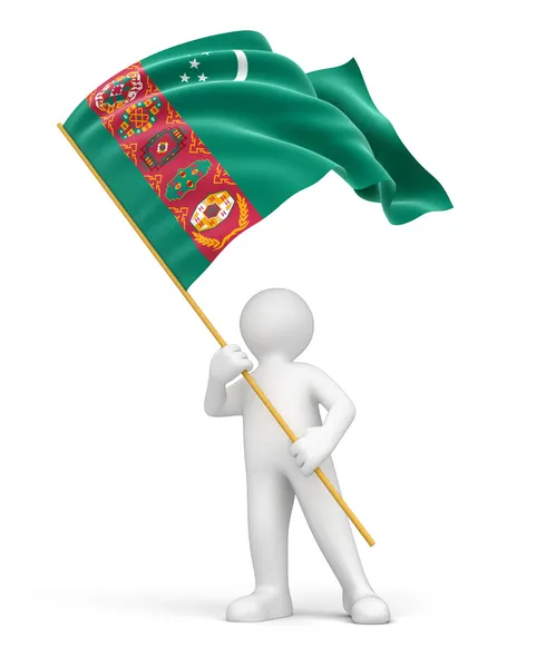 Flag of Turkmenistan and man — Stock Photo, Image