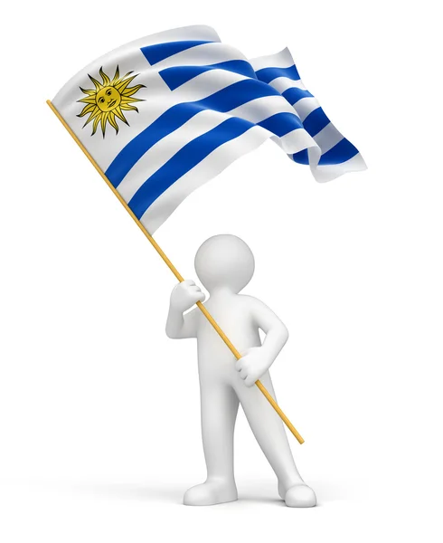 Hombre y bandera uruguaya —  Fotos de Stock