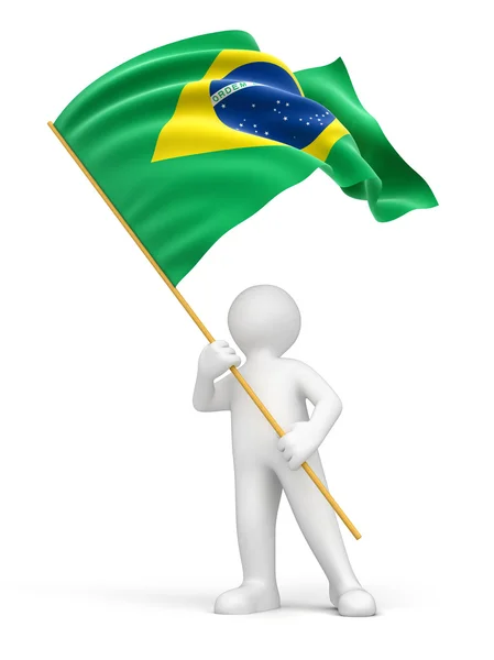 Man en Braziliaanse vlag — Stockfoto