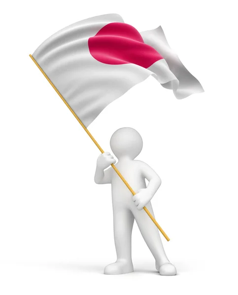 Человек и японский флаг — стоковое фото