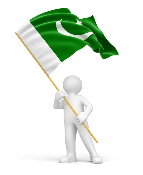 Pakistan flag and man — Stock Photo, Image