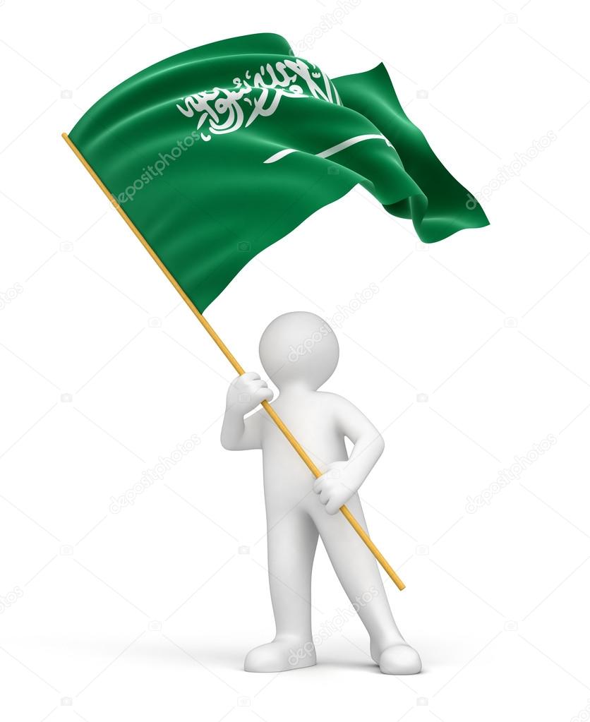 Saudi arabia flag and man