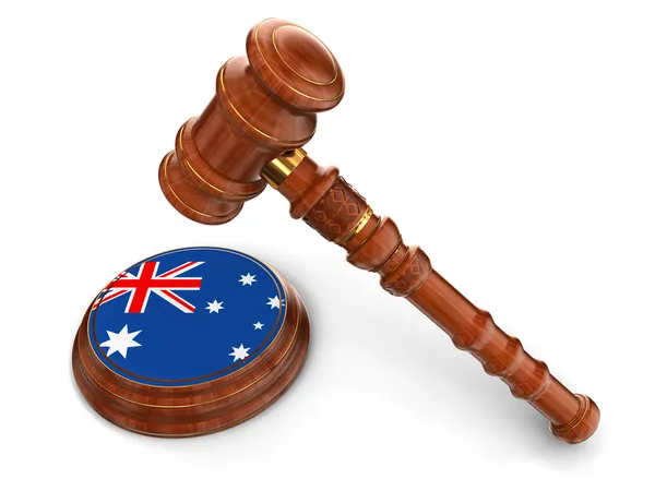 Wooden Mallet and Australian flag — 图库照片