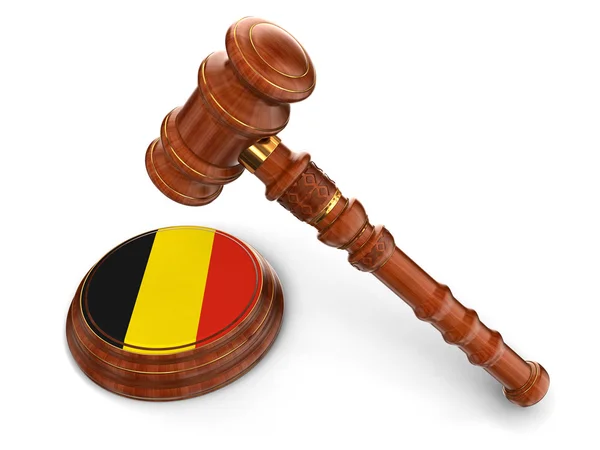 木槌和比利时国旗 — 图库照片