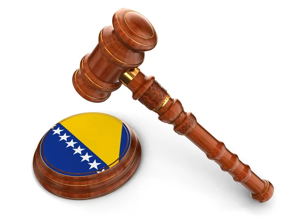 Wooden Mallet and Federation of Bosnia and Herzegovina flag — Stock Photo, Image