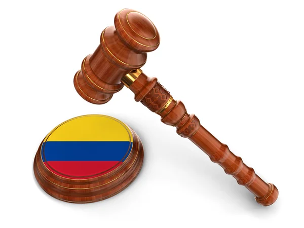 Mazo de madera y bandera de columbia — Foto de Stock