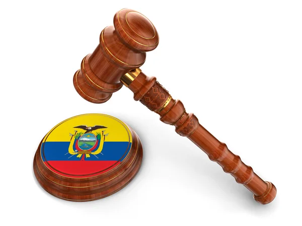 木槌和厄瓜多尔国旗 — 图库照片