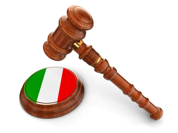 Wooden Mallet and Italian flag — Stock Photo, Image