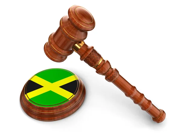 Mazo de madera y bandera de Jamaica — Foto de Stock