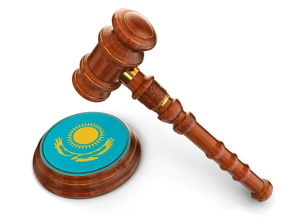Wooden Mallet and kazahstan flag — Stock Photo, Image