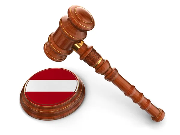 Wooden Mallet and latvian flag — Stock Photo, Image