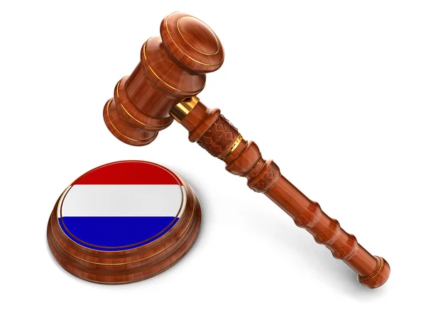 Mallet en bois et drapeau néerlandais — Photo