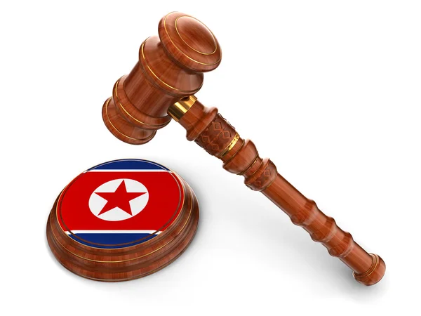 木槌和朝鲜国旗 — 图库照片