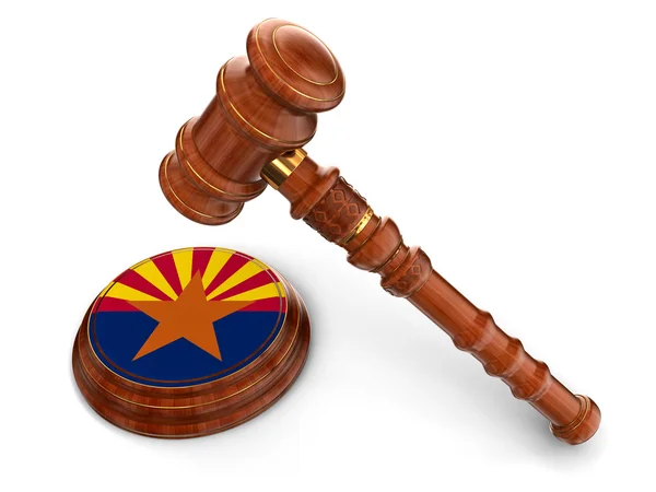 Arizona bayrak ile tahta tokmak — Stok fotoğraf
