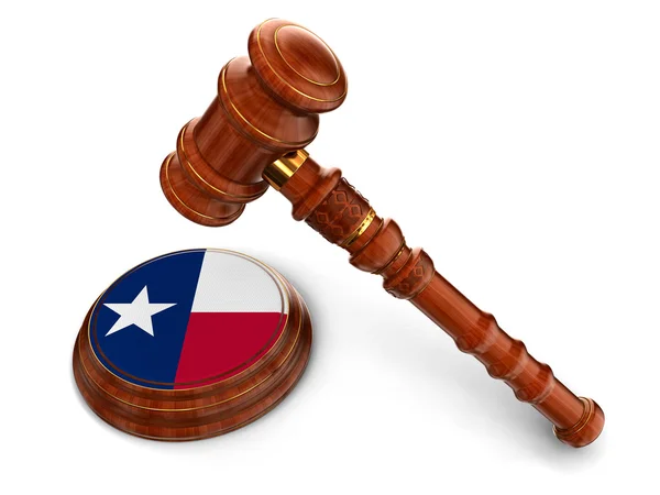 Texas bayrak ile tahta tokmak — Stok fotoğraf