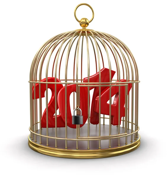 Gold Cage with 2014 — Stock Photo, Image