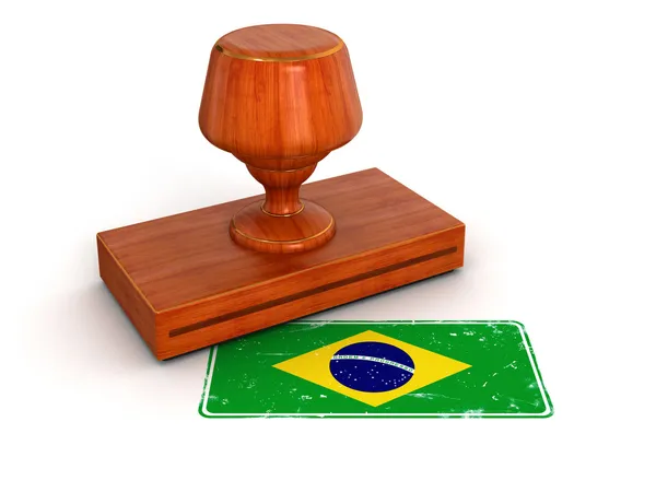 Rubber stempel Brazilië vlag — Stockfoto