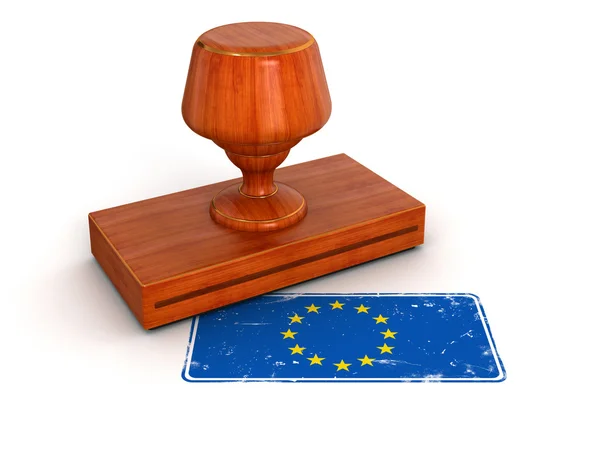 Timbre caoutchouc drapeau de l'Union européenne — Photo