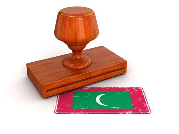 橡皮戳马尔代夫国旗 — 图库照片