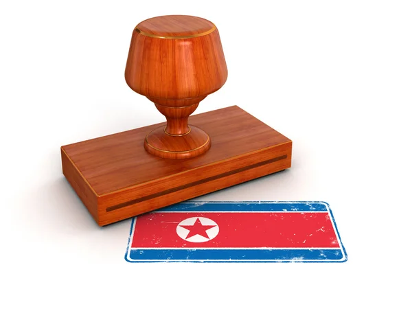 Timbre caoutchouc Drapeau Corée du Nord — Photo