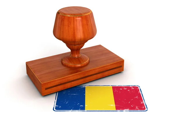 Rubber Stempel Rumänien Flagge — Stockfoto