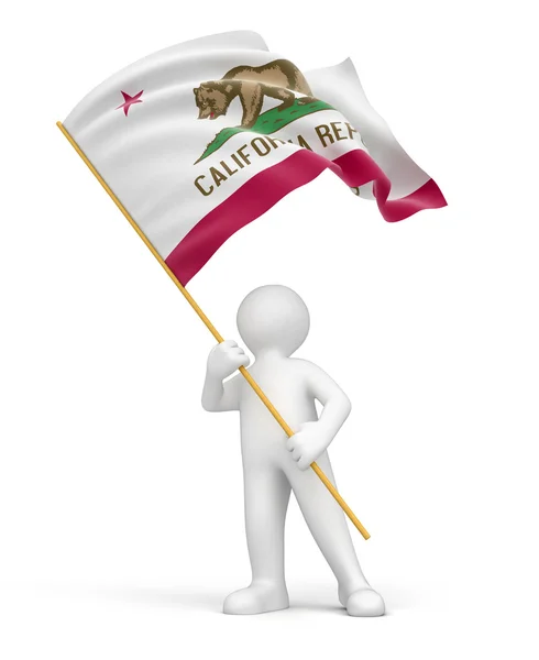 Man and California state flag — Stock Photo, Image