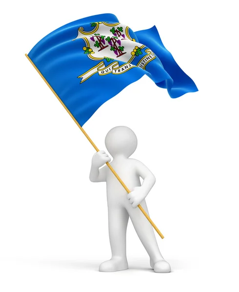 Man and Connecticut state flag — Stock Photo, Image