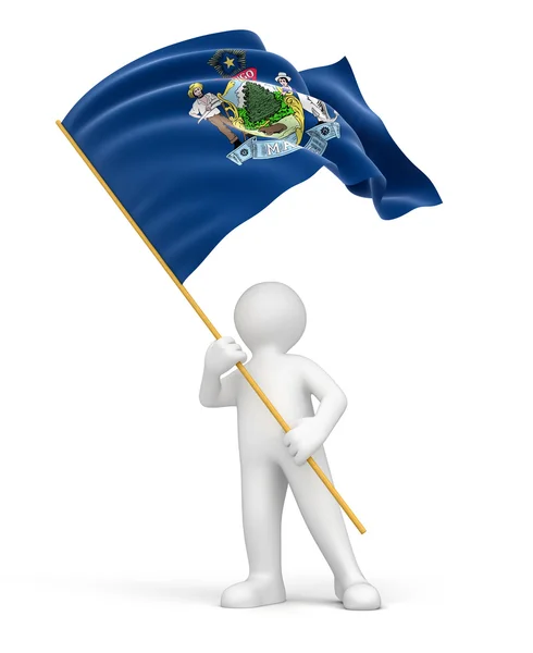 Man and Maine state flag — Stock Photo, Image