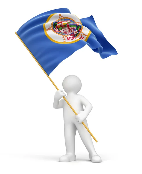 Man och minnesota state flagga — Stockfoto