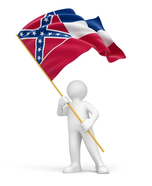 Man and Mississippi state flag — Stock Photo, Image