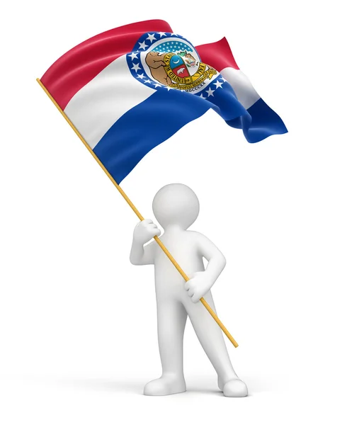 Man and Missouri state flag — Stock Photo, Image