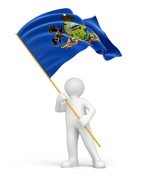 Man and Pennsylvania state flag — Stock Photo, Image