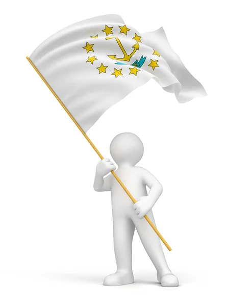 Man and Rhode Island state flag — Stock Photo, Image