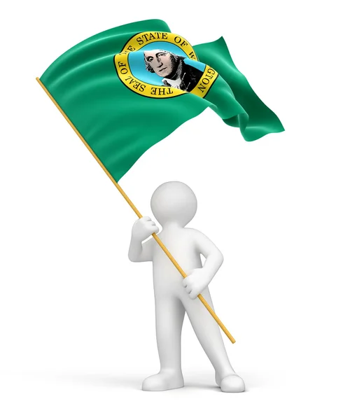 Man and Washington state flag — Stock Photo, Image