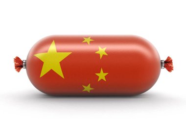 Beyaz üzerinde Çin bayrağı olan sosis (kırpma yolu dahil))