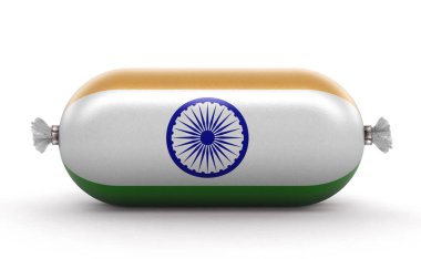 Beyaz üzerinde Hint bayrağı olan sosis (kırpma yolu dahil))