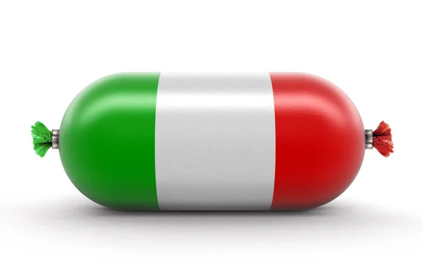 Сосиска Італійським Прапором Білому Шлях Відсікання Включено — стокове фото