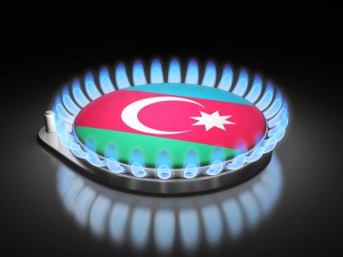 Gas burner flame  with Azerbaijan flag on black clipart