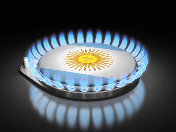 Quemador Gas Con Bandera Argentina Negro — Foto de Stock