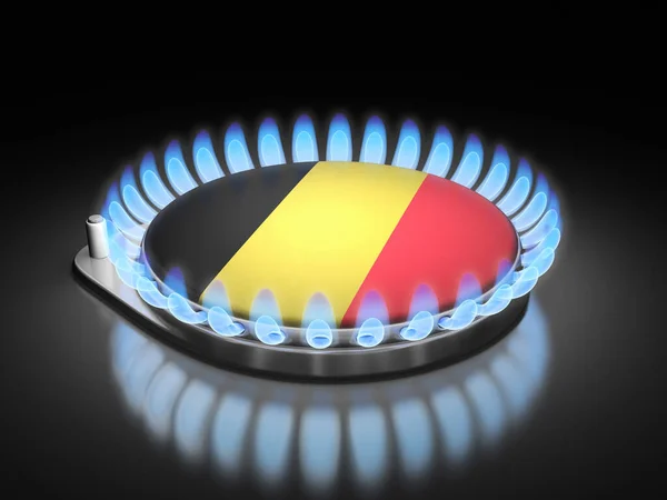 Gasbrennerflamme Mit Belgischer Flagge Auf Schwarz — Stockfoto