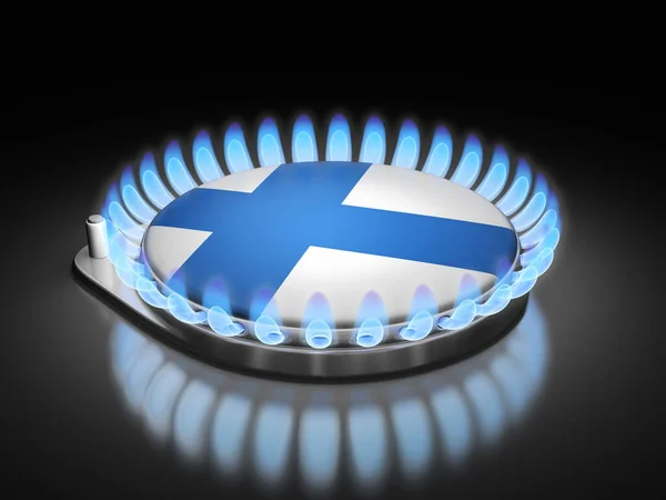 Gasbrennerflamme Mit Finnischer Flagge Auf Schwarz — Stockfoto