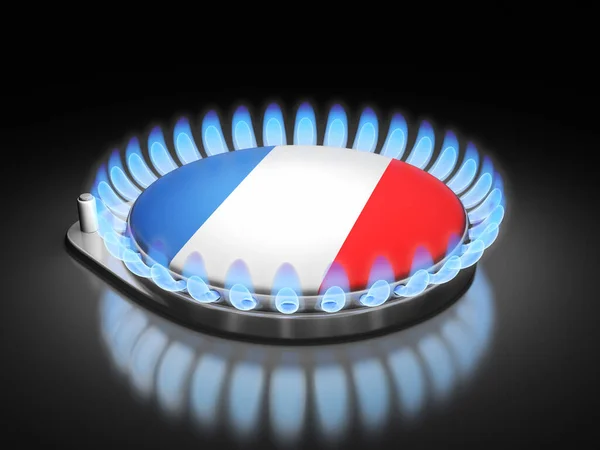 Gas Burner Flame French Flag Black — Stock Photo, Image