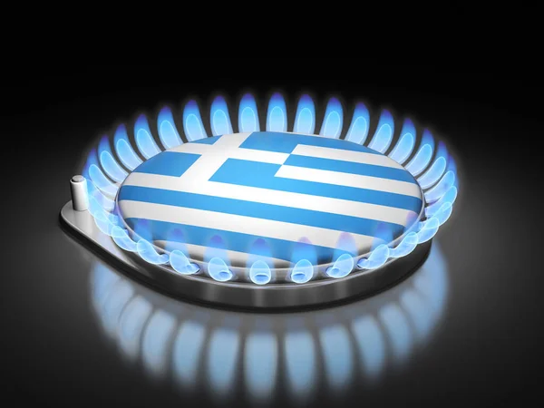Gasbrännare Med Grekisk Flagga Svart — Stockfoto