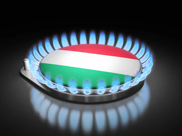Gasbrennerflamme Mit Ungarischer Flagge Auf Schwarz lizenzfreie Stockfotos