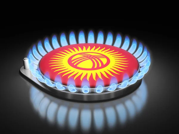 Plynový Hořák Vlajkou Kirgizu Černém — Stock fotografie
