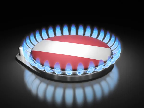 Gas Burner Flame Latvian Flag Black — Stockfoto