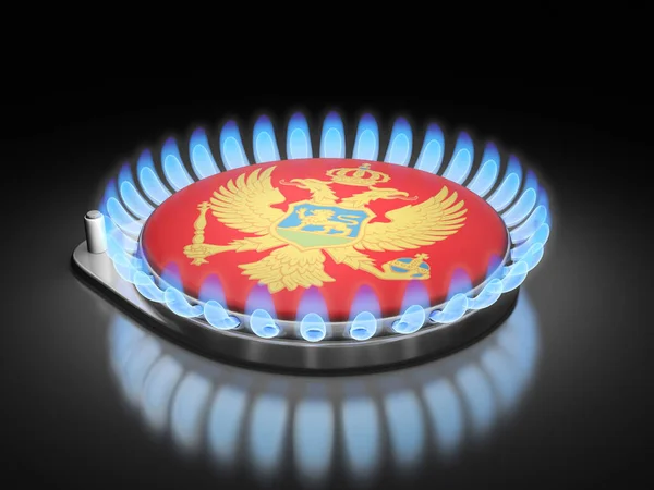 Plynový Hořák Černohorskou Vlajkou Černém — Stock fotografie