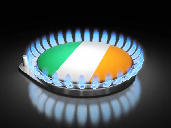 Flamme Brûleur Gaz Avec Drapeau Irlandais Sur Noir Images De Stock Libres De Droits